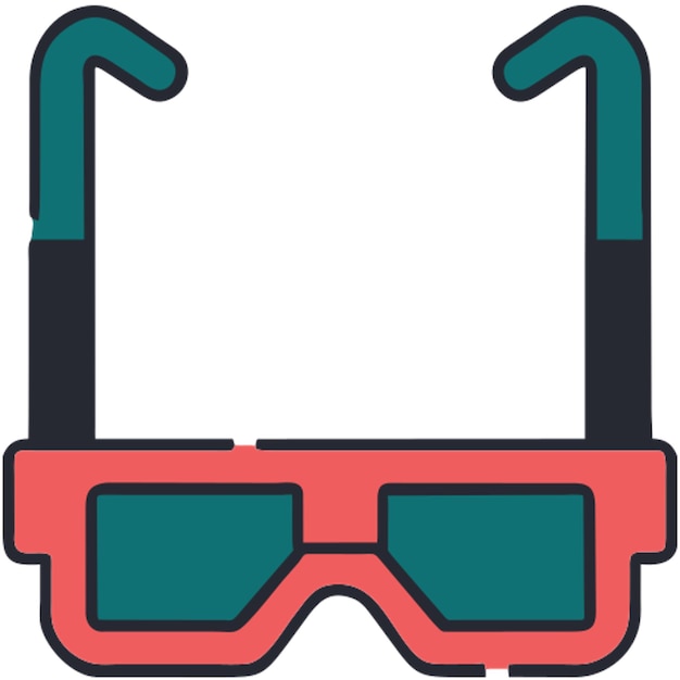 un icono de gafas 3D con un contorno de colores