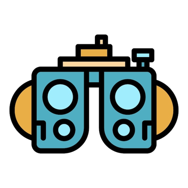El icono de las gafas binoculares médicas es el icono vectorial del contorno de las gachas binocular médicas. El color es plano y aislado.
