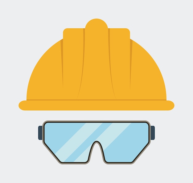 Vector icono de gafas casco amarillo