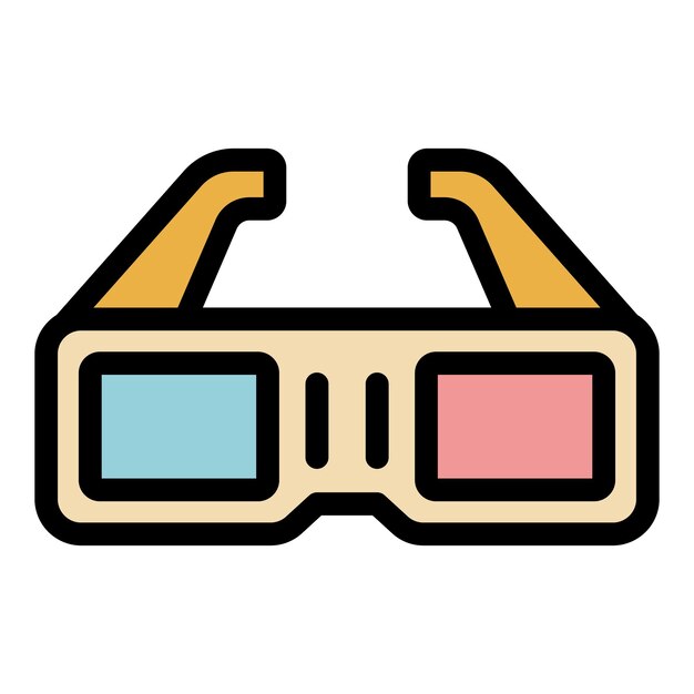 El icono de las gafas de cine El contorno de las gachas de cine El icono vectorial El color es plano y aislado