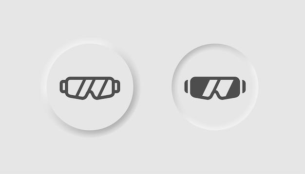 Icono de gafas de seguridad en estilo neumorfismo Iconos para la interfaz de usuario blanca empresarial UX Símbolo de protección ocular Trabajador constructor autoprotección gafas de esquí Estilo neumórfico Ilustración vectorial