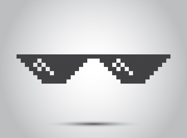 Ícono de gafas de sol de píxeles en estilo plano Ilustración vectorial de gafas en un fondo aislado Concepto de negocio de letrero de accesorios divertidos