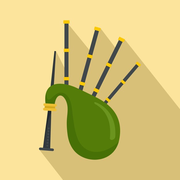 Icono de gaita verde Ilustración plana de icono de vector de gaita verde para diseño web