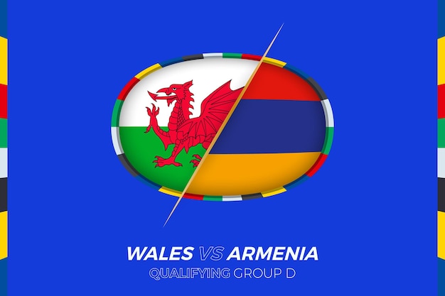 Icono de gales vs armenia para el grupo d de clasificación del torneo de fútbol europeo