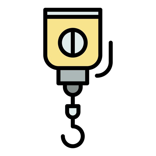 Icono de gancho de grúa Ilustración de esquema de color de icono de vector de gancho de grúa plano aislado en blanco