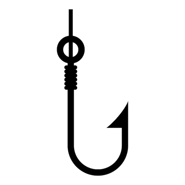 Icono de gancho de pesca aislado sobre fondo blanco