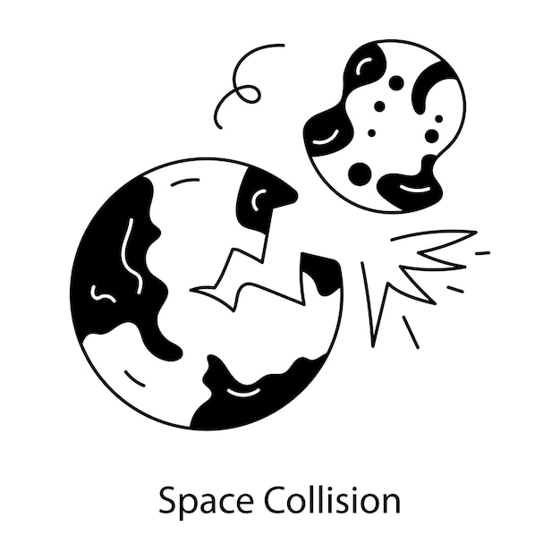 Un icono de garabateo bien diseñado de colisión espacial