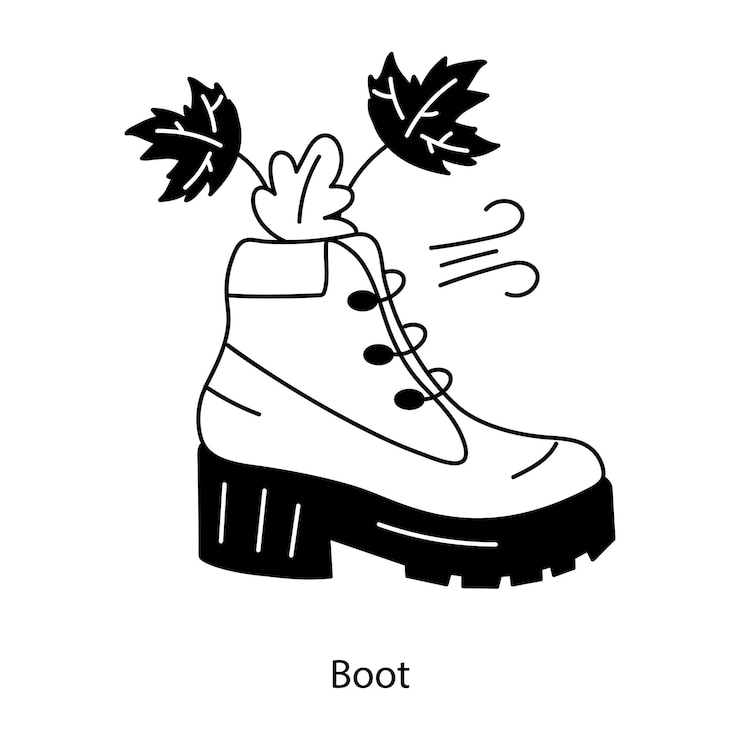 Vector un icono de garabateo editable de la bota