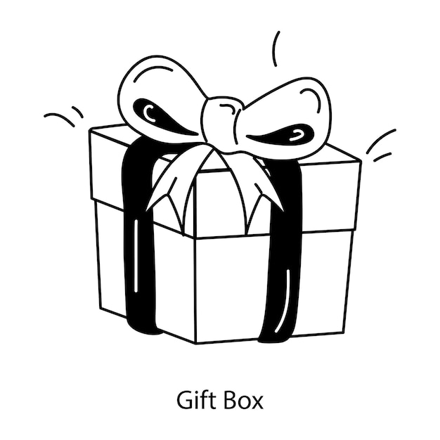 Un icono de garabateo escalable de la caja de regalos