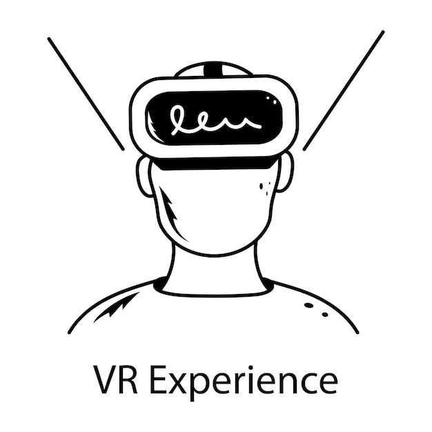 Icono de garabateo de experiencia VR bien diseñado