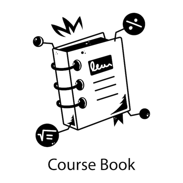 Icono de garabateo de moda del libro del curso