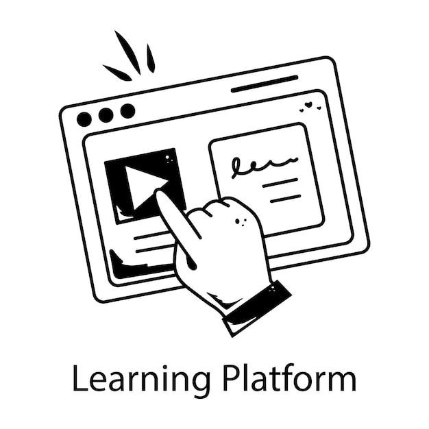 Icono de garabateo moderno de una plataforma de aprendizaje