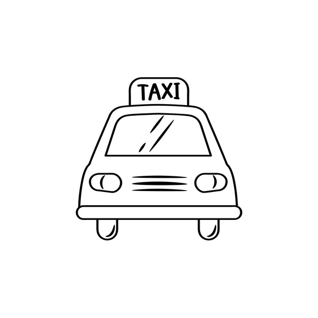 Icono de garabateo de taxi Ilustración de boceto dibujado a mano por vector