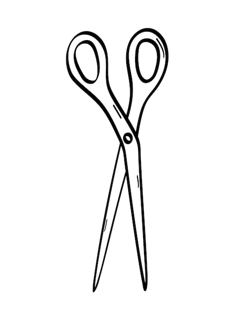 Icono de garabateo de tijeras Ilustración vectorial de tijeras para costura o peluquería Aislado en blanco