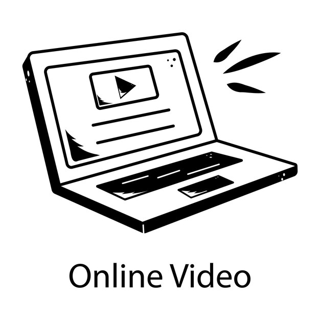 Icono de garabateo visualmente atractivo de un video en línea