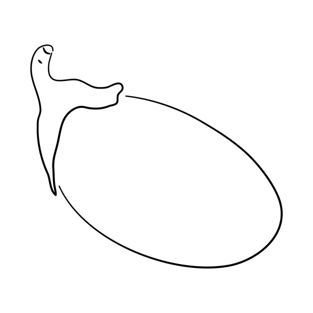 Icono de garabato de berenjena Dibujo negro dibujado a mano Ilustración vectorial