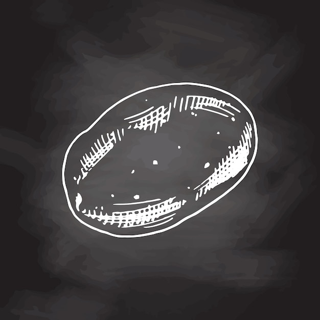 Icono de garabato de contorno de patata dibujado a mano, boceto blanco aislado en pizarra, ilustración de comida ecológica