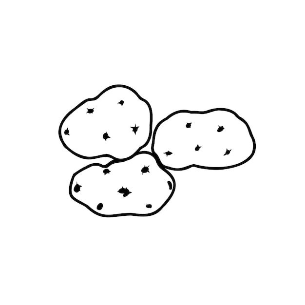 Icono de garabato lineal de papas, boceto dibujado, Verduras en la colección de estilo de dibujos animados