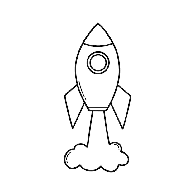 Icono de garabato de nave espacial Símbolo de inicio en el estilo de dibujo