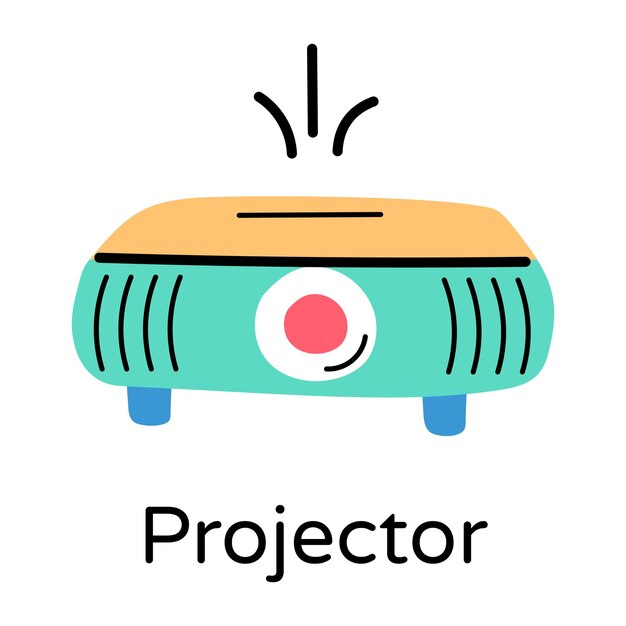 Un icono de garabato de proyector, diseño editable