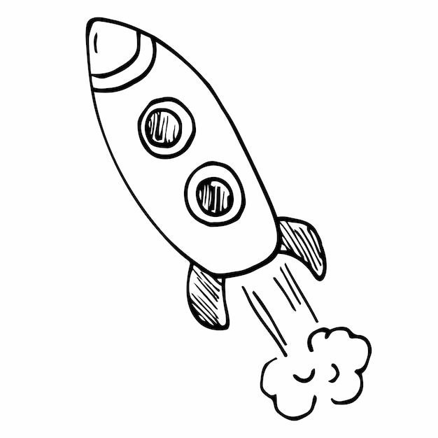 Vector icono de garabato vectorial. cohete. ilustración vectorial, puesta en marcha y concepto de negocio. astronave