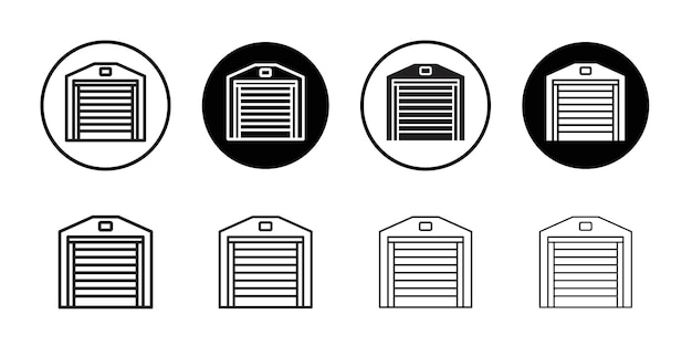 Icono de garaje Arte plano en blanco y negro aislado