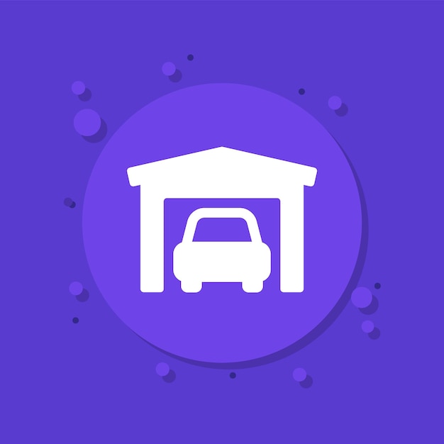 Icono de garaje con un vector de coche