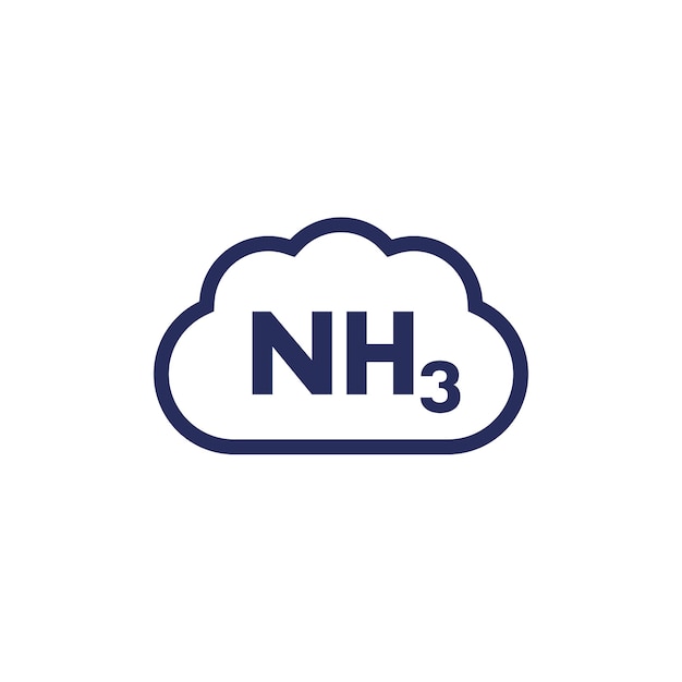 icono de gas amoníaco NH3 con nube en blanco