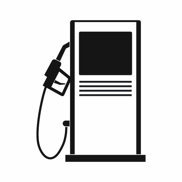 Icono de gasolinera en estilo sencillo sobre un fondo blanco.