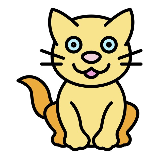 Icono de gato feliz Contorno de icono de vector de gato feliz color plano aislado