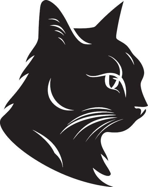 Icono de gato monocromo minimalista Emblema sombreado del gato