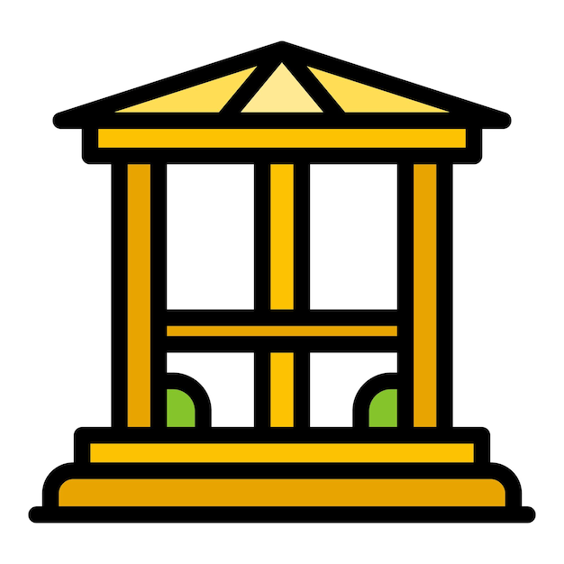 Icono de gazebo de jardín contorno de jardín icono de gazebo vectorial color plano aislado