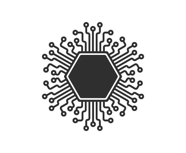 Icono de generación de IA Aprendizaje automático símbolo de microchip Icono de ML Signo de inteligencia artificial Vector