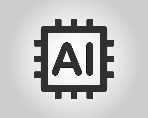 Icono de generación de IA Aprendizaje automático símbolo de microchip Icono de ML Signo de inteligencia artificial Vector