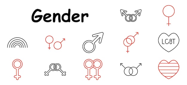Icono de género LGBT mujer hombre arco iris corazón amor igualdad inclusividad orgullo orientación conexión de apoyo diversa