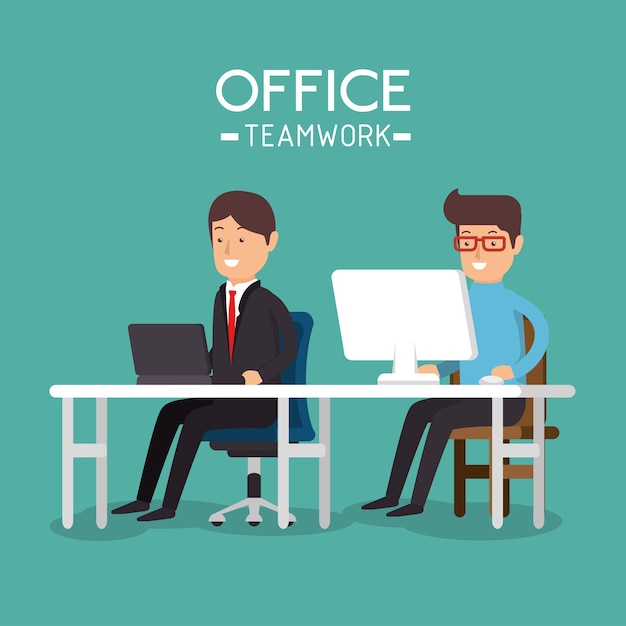 icono de gente de trabajo en equipo de oficina