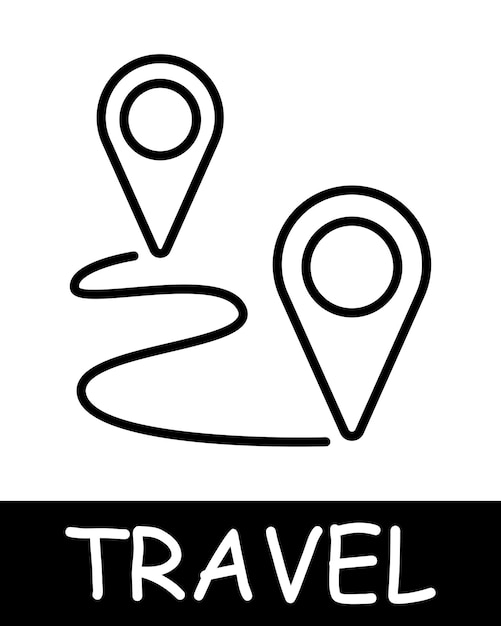 Vector icono de geolocalización destino de viaje de ruta disfrute de momentos de paz y tranquilidad, tranquilidad y soledad, pasatiempo, recreación, turismo y concepto de vaga.