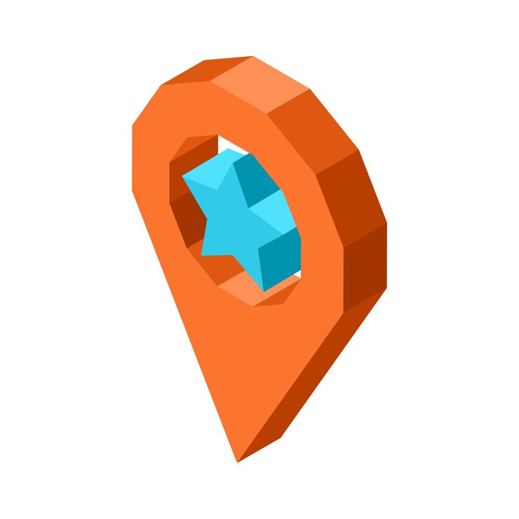 Vector icono de geolocalización favorito con estrella azul dentro del círculo