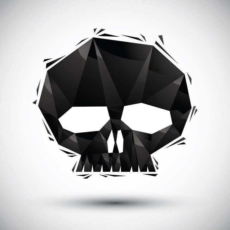 Vector icono geométrico de calavera negra hecho en estilo moderno 3d mejor para usar como símbolo o elemento de diseño