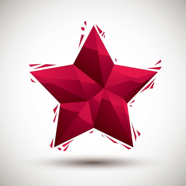 Icono geométrico de estrella roja hecho en estilo moderno 3d, mejor para usar como símbolo o elemento de diseño.