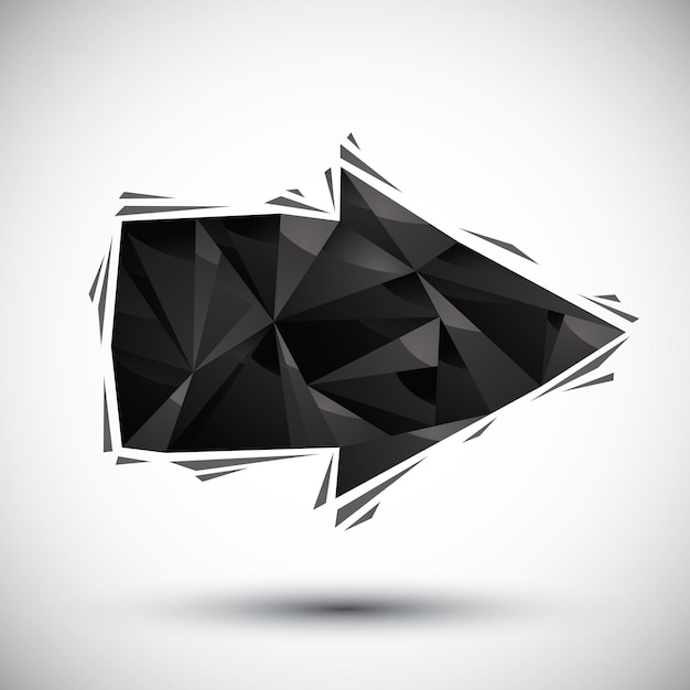 Icono geométrico de flecha negra hecho en estilo moderno 3D mejor para usar como símbolo o elemento de diseño