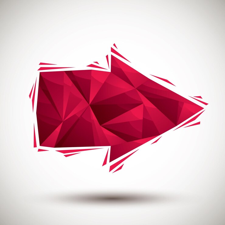 Vector icono geométrico de flecha roja hecho en estilo moderno 3d, mejor para usar como símbolo o elemento de diseño.