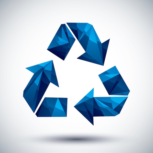 Icono geométrico de reciclaje azul hecho en estilo moderno 3D mejor para su uso como símbolo o elemento de diseño
