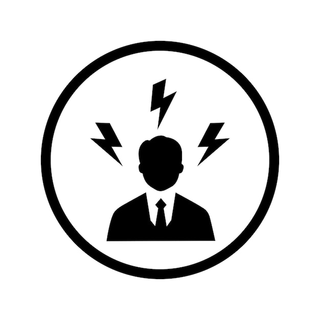 Icono de gestión de jefe enojado vector negro