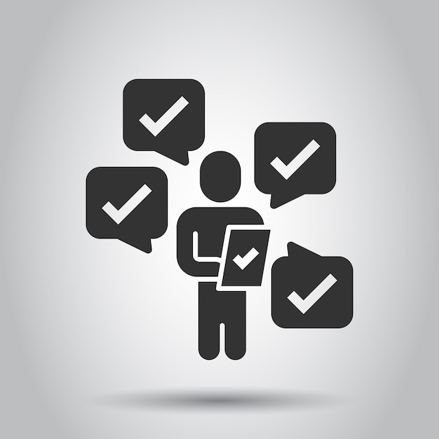 Icono de gestión de organización en estilo plano Personas con marca de verificación ilustración vectorial sobre fondo blanco aislado Concepto de negocio de empresario