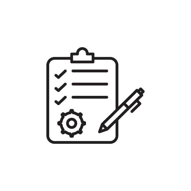 Ícono de gestión de proyectos Ilustración de línea delgada plana vectorial