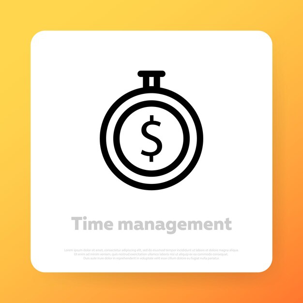 Icono de gestión del tiempo. Concepto de negocio. Icono de proyecto de trabajo productivo. Icono de línea vectorial para negocios y publicidad