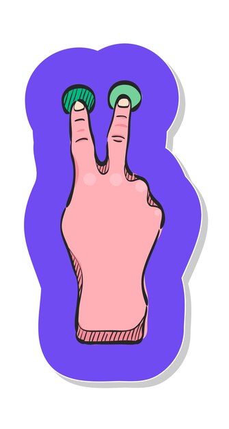 Vector icono de gesto de dedo del panel táctil dibujado a mano en la ilustración de vector de estilo de etiqueta
