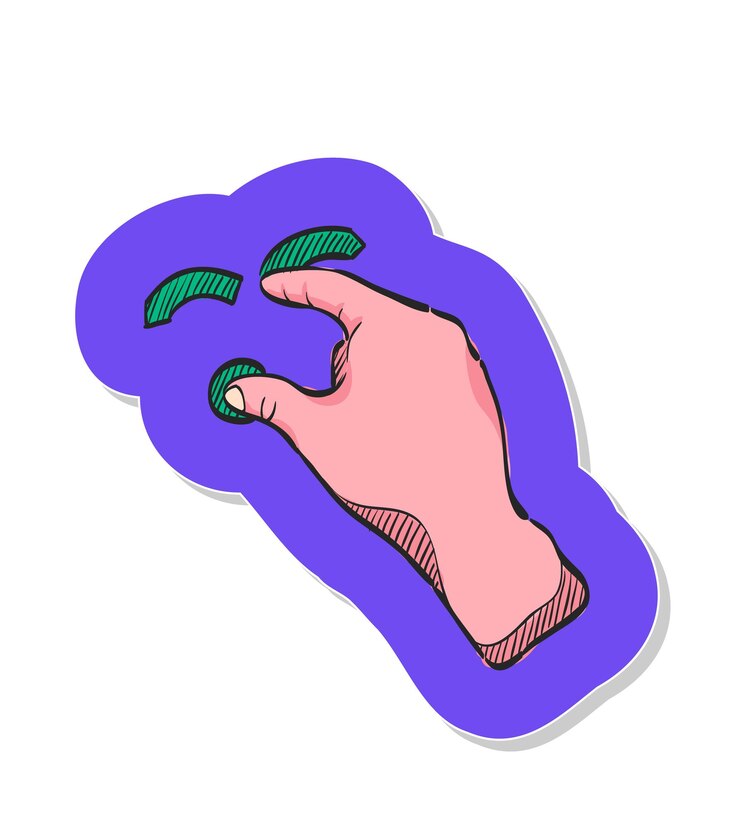 Vector icono de gesto de dedo del panel táctil dibujado a mano en la ilustración de vector de estilo de etiqueta