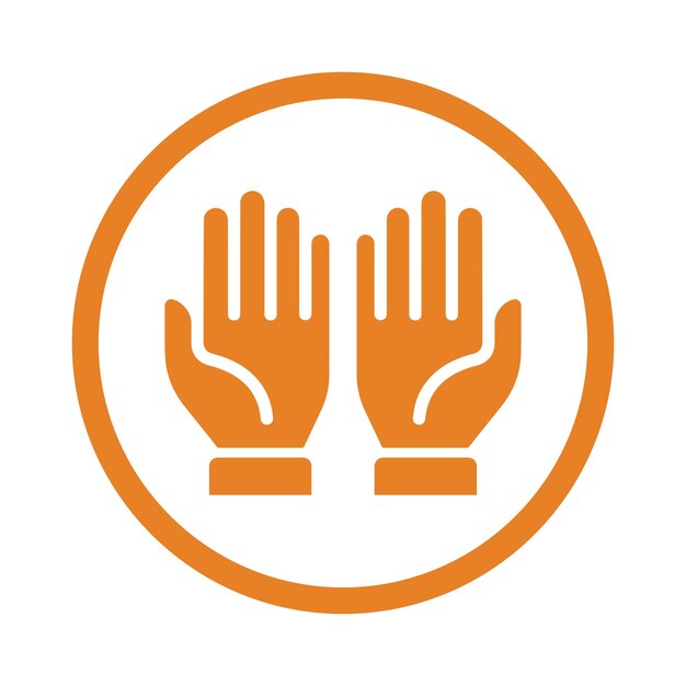 Icono del gesto de levantar la mano Diseño de color naranja